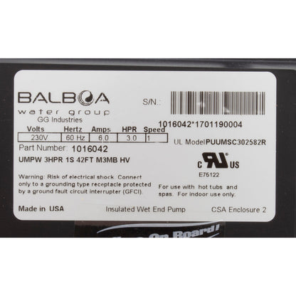 Pump, BWG Ultimax PW, 3.0hp, 230v, 1-Speed, 2"mbt, OEM