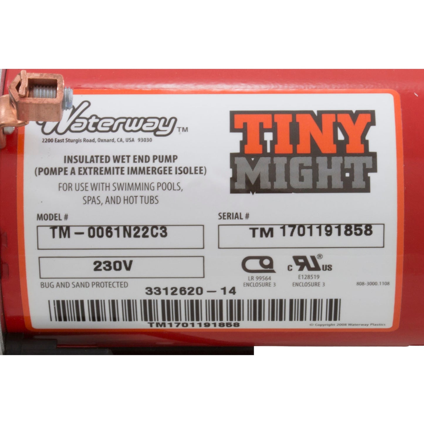 Pump, Circ, WW Tiny Might, 1/16hp, 230v, 1/2"s x s/1"Union, OEM