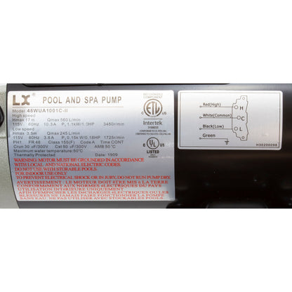 Pump, LX 48WUA, 1.0hp, 115v, 2-Spd, 48Fr, 2"