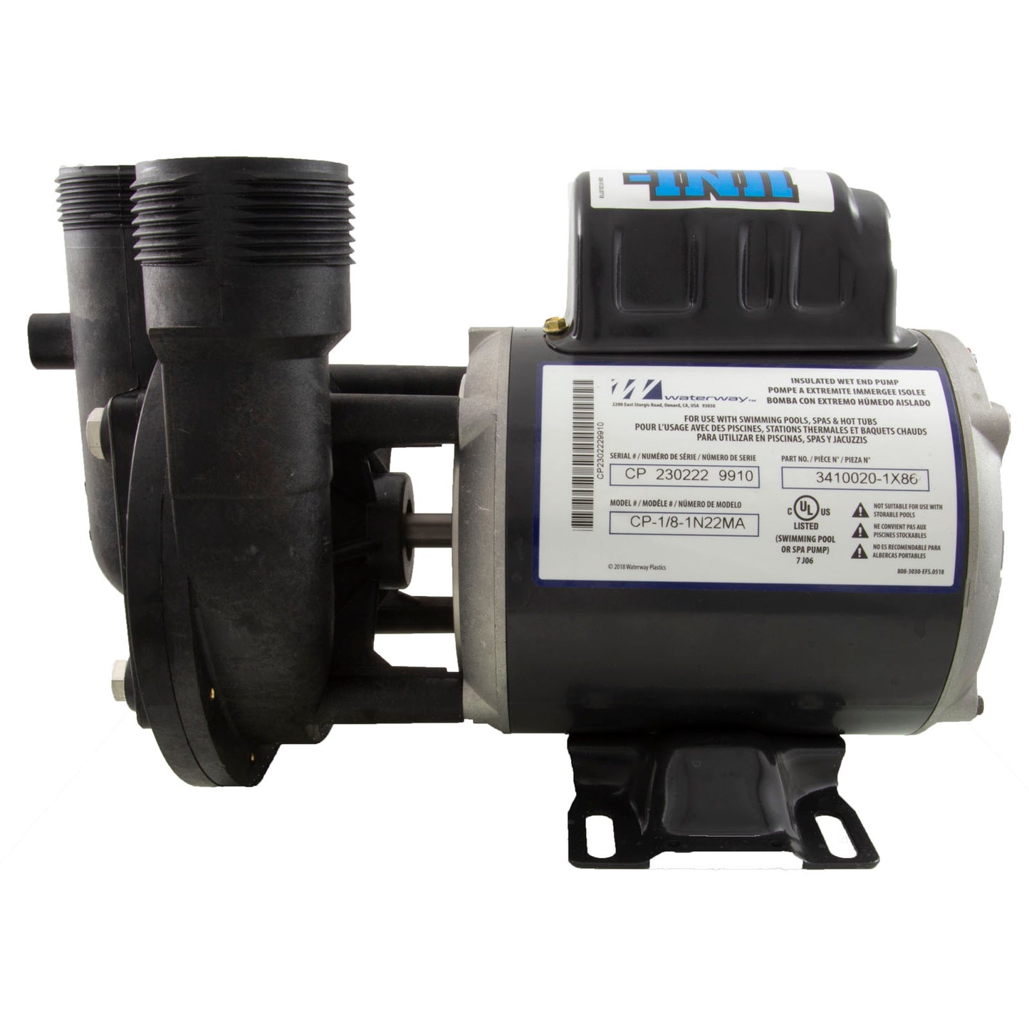 Pump, Circ, Waterway Uni-Might, 1/8hp, 230v, 1-Spd, 48Fr, 50/60Hz