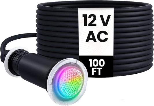 12V LED RGBW | IP68 Waterproof Inground Pool Light 10 Inch | 100FT