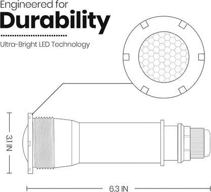 12V LED | IP68 Waterproof Inground Pool Light  100FT Compatible with GloBrite
