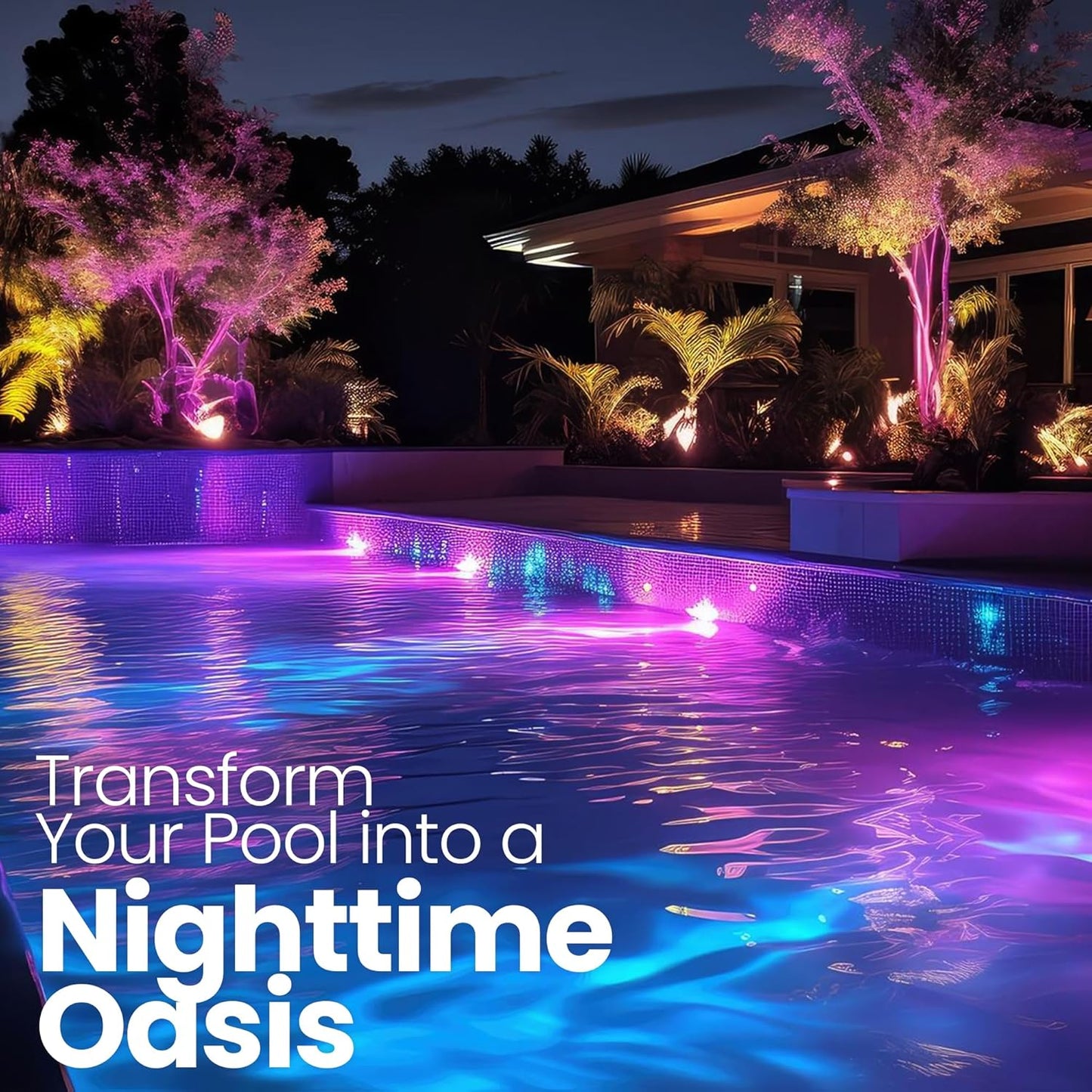 12V LED RGBW | IP68 Waterproof Inground Pool Light 10 Inch | 50 FT