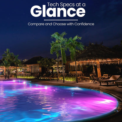 12V LED RGBW | IP68 Waterproof Inground Pool Light 10 Inch | 50 FT